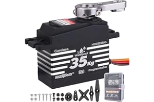 HobbyPark Waterproof 35KG High Torque Servo Motor Coreless Metal Gears Digital RC Steering Servo and 25T Servo Horn for 1/8 1/10 1/12 RC Crawler RC Trucks RC Cars Robots DIY 180° HV Fast, Powerful