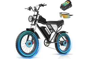Ridstar Electric Bike for Adults Q20, 2000/1500W, 37/30MPH,52V 40AH,48V/20AH E-Bike,30-180 Miles Electric Motorcycle, 20" Fat Tire Dirt Bike, UL2849 All Terrain for Mountains, Snow Q20-1500W 48V20AH
