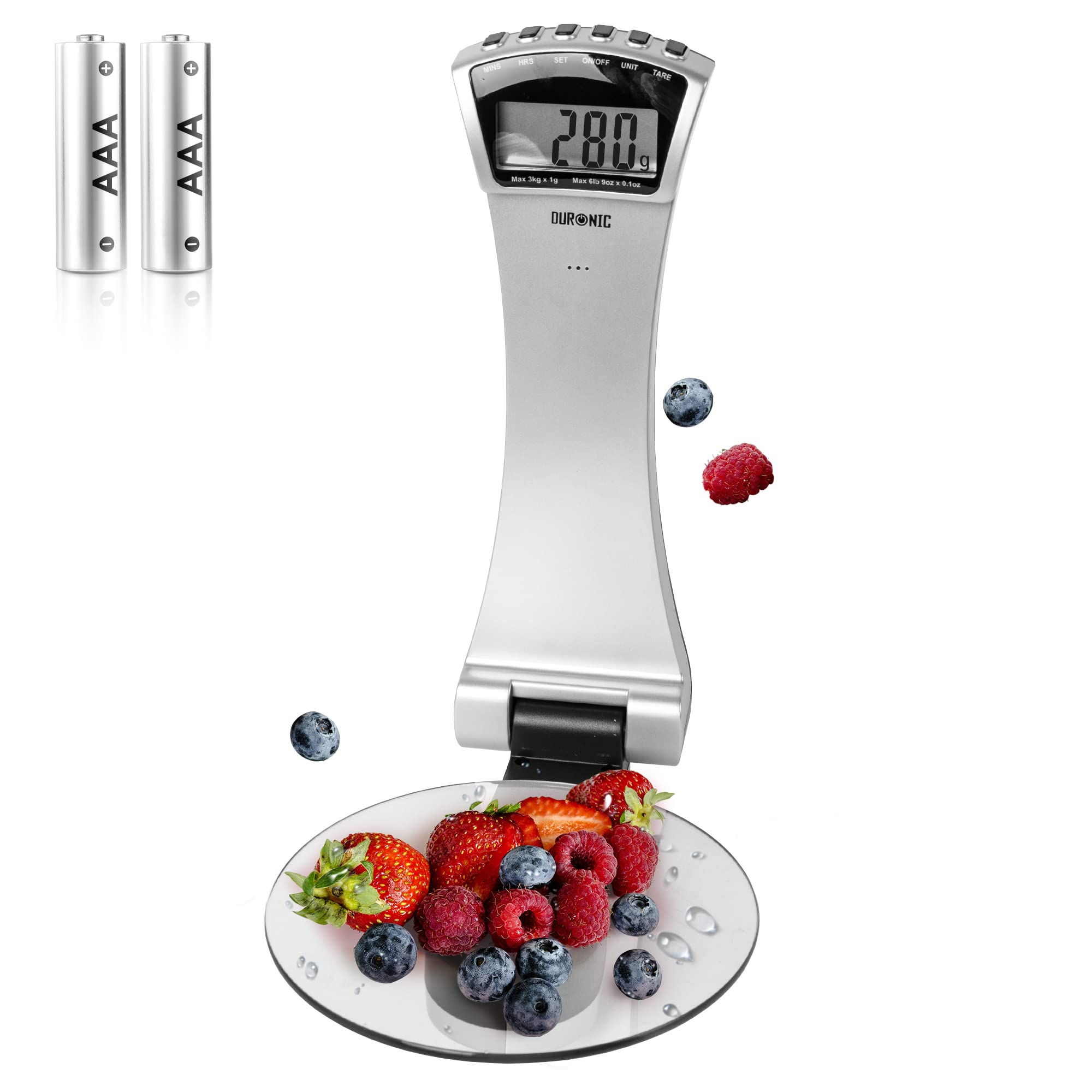 Duronic KS4000 Kitchen Scales with 3 kg Capacity | Wall Fixings | Timer | Large Digital Display | Tare Weight Adding Function | Ideal for Baking or Postal Scale