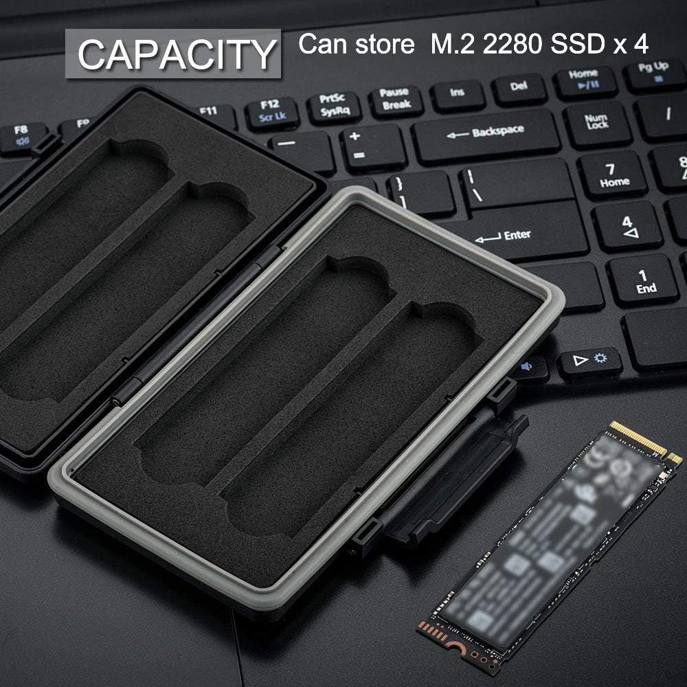 Portable 4 Slots SSD Protective Case Storage Box for M.2 2280 Solid State Drive Water-Resistant Shockproof - Image 3