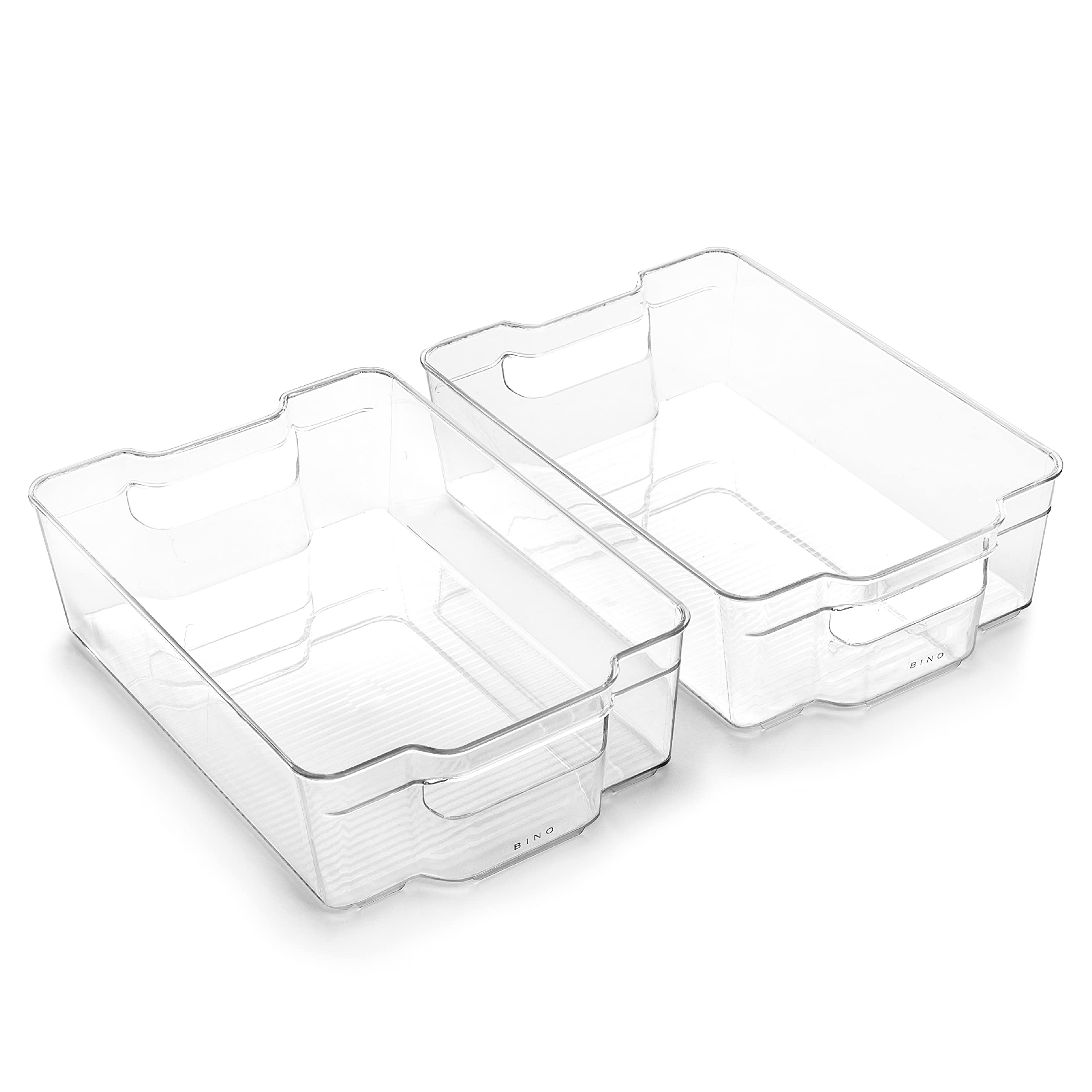 Photo 1 of BINO | Stackable Storage Bins, Large - 2 Pack | THE STACKER COLLECTION | Clear Plastic Storage Bins | Built-In Handles | BPA-Free | Containers for Organizing Kitchen Pantry | Multi-Use Organizer Bins