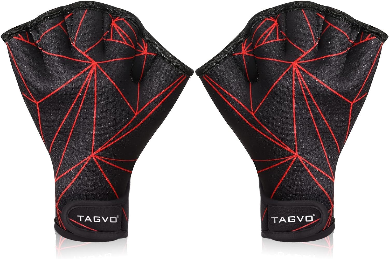TAGVO Aquatic Gloves Half Finger, Webbed Swimming Gloves Well Stitching, Adjustable Wrist Strap Swimming Gloves, Sizes for Men Women Adult Children Aquatic Fitness Water Resistance Training