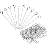 MECCANIXITY 1000Pcs Eye Pins Jewelry Findings 22 Gauge 28mm Iron Eye Pins for Jewelry Making DIY Craft Necklaces Bracelets Earrings 22 Gauge 3.2mm Head Pins Silver