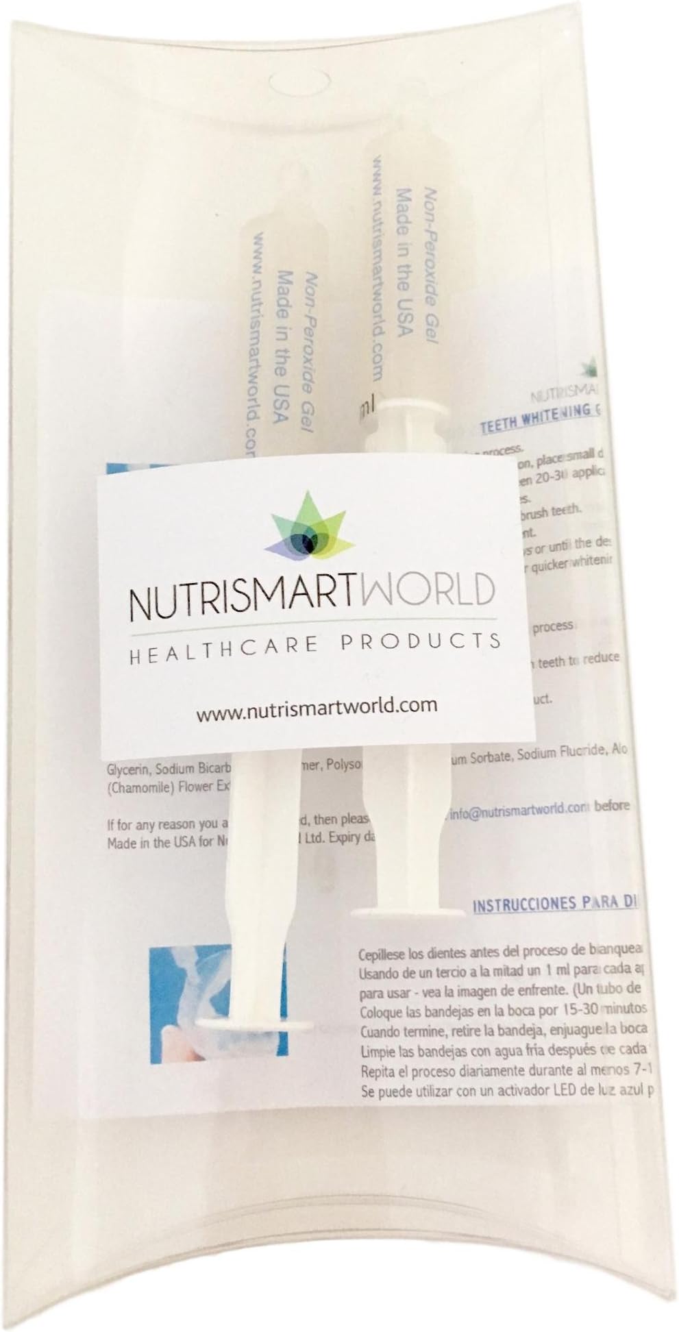 Teeth Whitening Gel Zero Peroxide Dental Bleaching Tooth Whitener Strong and Safe. 2 x 10ml.