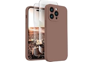 FireNova for iPhone 14 Pro Case, Silicone Upgraded [Camera Protection] Phone Case with [2 Screen Protectors], Soft Anti-Scratch Microfiber Lining Inside, 6.1 inch, Light Brown