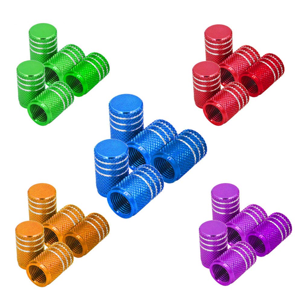 Senven S045 elec 25 pcs Color Aluminium Valve Stem Caps, Tyre Valve Dust Caps Car, Motorbike, Trucks, Bicycle Prevent Air Leakage - Universal Tyre Valve Covers.,Green Red Blue Gold Purple