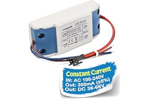 Chanzon LED Driver 300mA (Constant Current Output) 36V-66V (Input 100-240V AC-DC) (12-20) x1W 12W 15W 18W 20W Power Supply 300 mA Lighting Transformer Drivers for High Power COB Chips (Plastic Case)