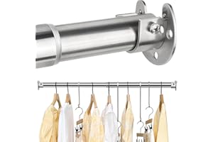 FIRJOY Closet Rods for Hanging Clothes (Brushed Silver, 18.0" - 28.0")