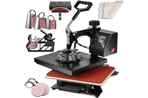 TOPDEEP 8 in 1 Heat Press Machine, Swing Away T Shirt Pressing Machine Multifunction, Heat Press 12x10 inch Transfer Machine Sublimation Combo for T-Shirt Hat Cap Mug Plate Cap