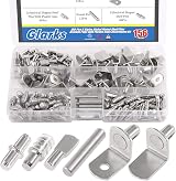 GLARKS 156Pcs Shelf Pins Kit 6 Styles 5mm Dowel 6mm Brackets Nickel