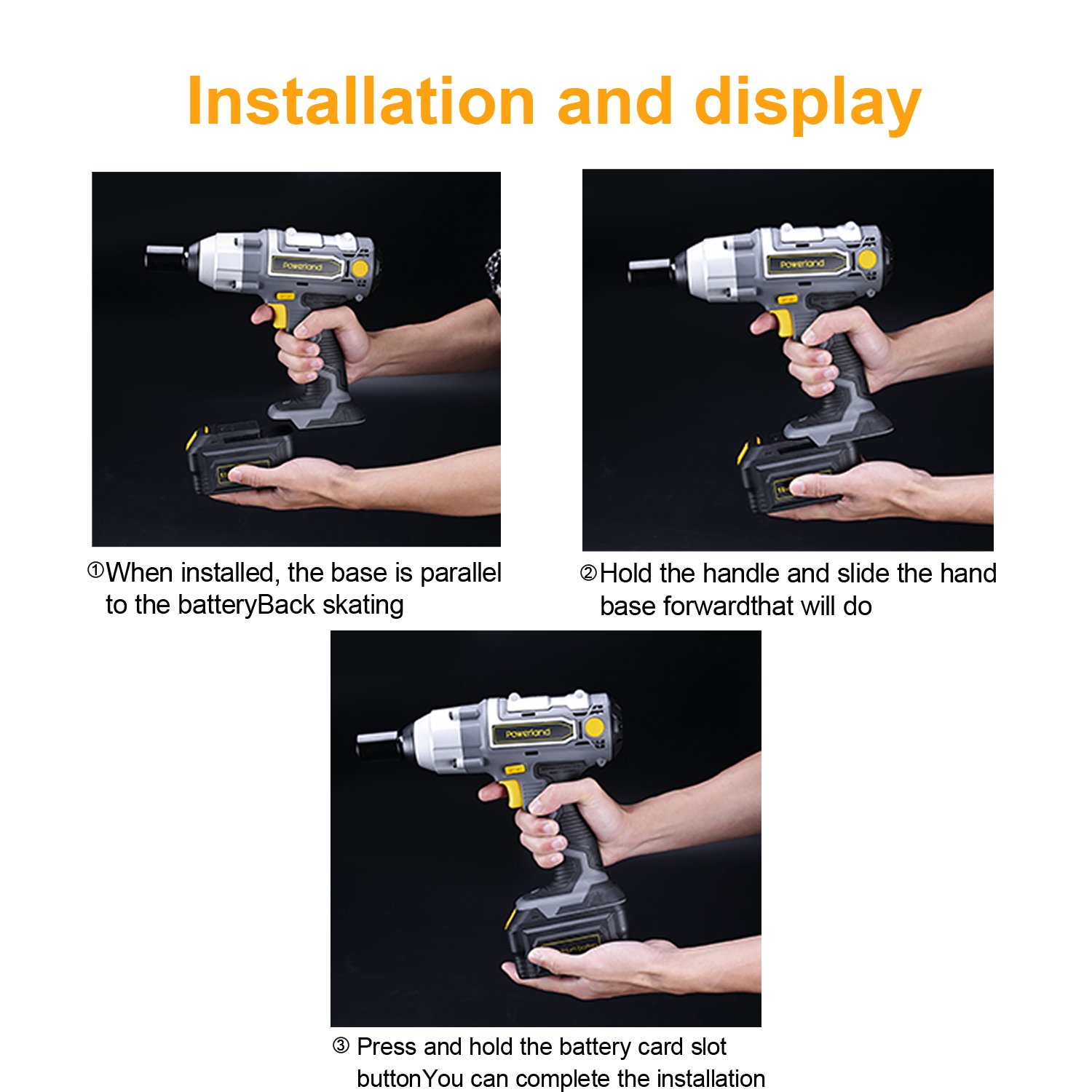 Powerland IW03 Atornillador de impacto inalámbrico, 18 V (cargas pesadas, 1/2 pulgadas)...