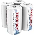 Combo: 4 pcs Tenergy Premium D Size Rechargeable Batteries High Capacity 10000mAh NiMH - UL Certified