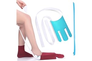 CAidRE Sock Aid Kit, Sock Helper Easy On Easy Off, 35 Inch Adjustable Extended Long Handle Shoe Horn, Sock Pullers with Foam Handles, Sock Helper Shoe Assistant Device for Seniors No Bending