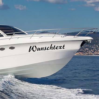 eDesign24 Bootsaufkleber Wunschtext Beschriftung Bootsname 2 Stück Bootsbeschriftung Aufkleber Name Kennung 30 cm schwarz