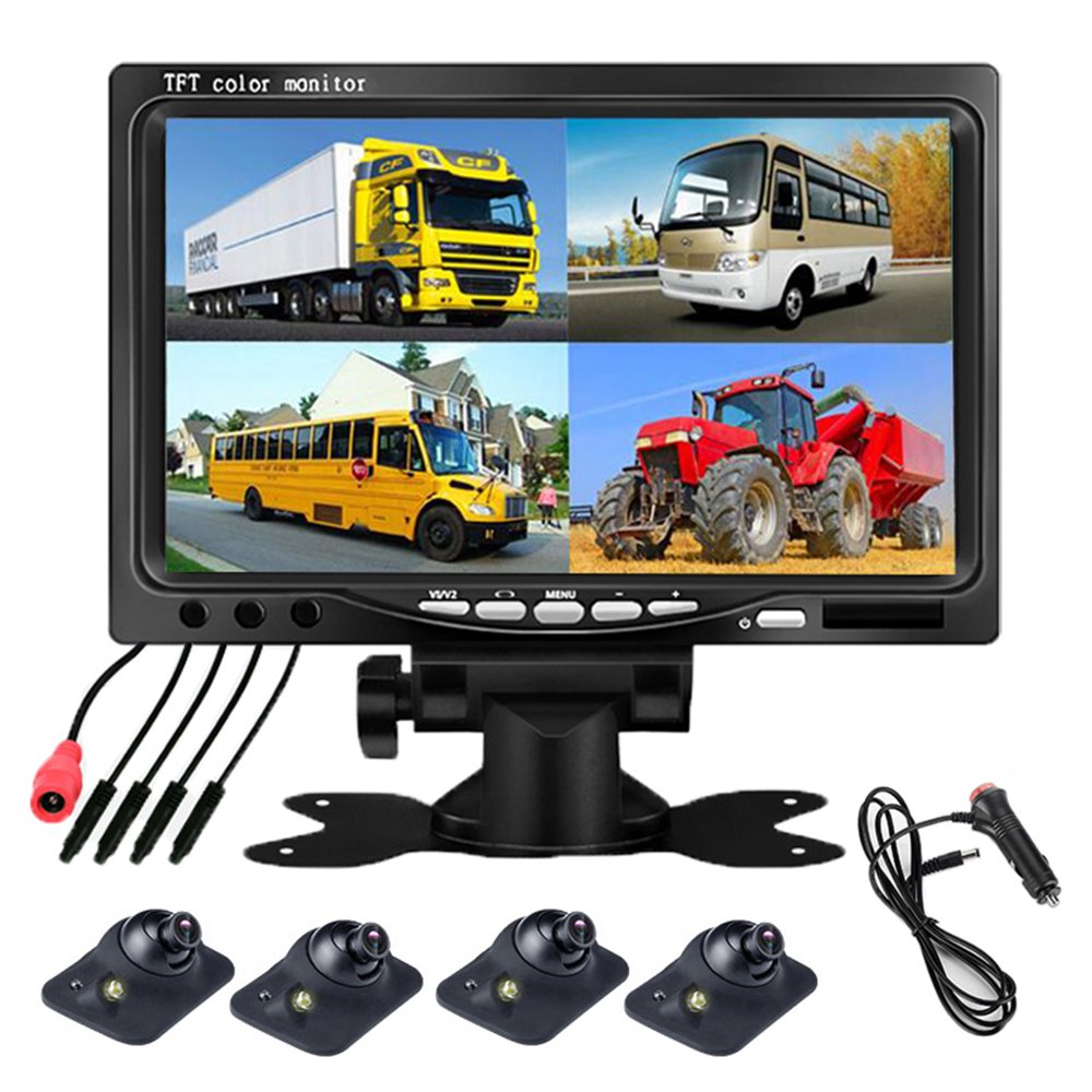 Obest オンダッシュモニター 品質保証 防水感光バックカメラセット ナイトビジョン フロント サイド バックカメラ監視 正像切替機能 7インチ モニター ガイドライン無 B07c9mmzf6 取り付け簡単 12v ４個カメラ