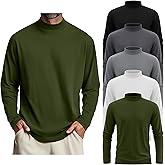 Evervibe 5 Pack Mens Big and Tall Mock Turtleneck Long Sleeve Shirts Plus Size Basic Casual Thermal Pullover Tops