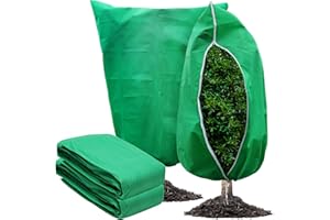 GonLei 2 Packs Plant Covers Freeze Protection 47.7" X 71.7" Large Frost Blankets for Plants Frost Cloth Plant Freeze Protection Tree Covers Freeze Protection Covers Bags with Zipper Drawstring