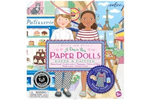 eeBoo: Baker and Painter Paper Dolls Reusable Set, Allows for Creativity and Imagination, Heavy Duty Board, For Ages 5 and up, comes with a 2 Sided-stand up Scene