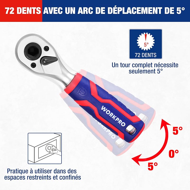 Coffret de Douilles et Embouts 34 Pièces, Mini Clés à Cliquet 1/4" Double Tête 2-en-1, Tournevis à Embouts Magnétique, 2 Rallonges et Joint Universel, Outils de Réparation pour Vélos Voitures