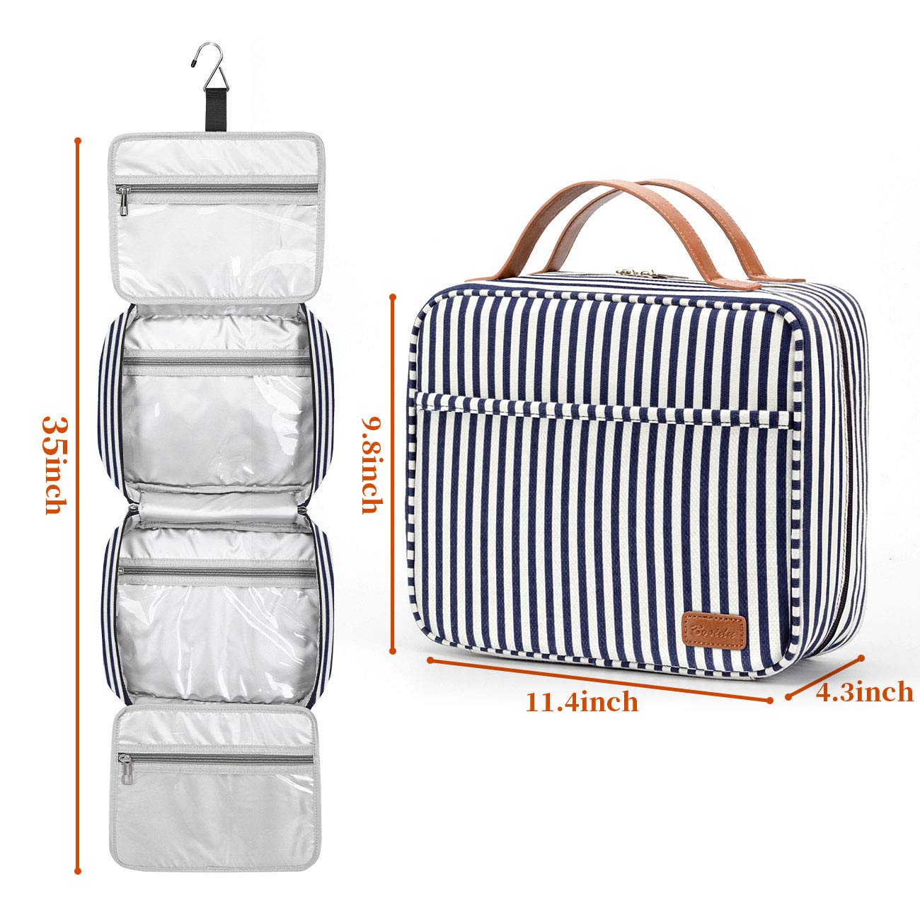 Hanging Travel Toiletry Bag,Large Capacity Cosmetic Travel Toiletry Organizer for Women with 4 Compartments & 1 Sturdy Hook,Perfect for Travel/Daily Use/Christmas