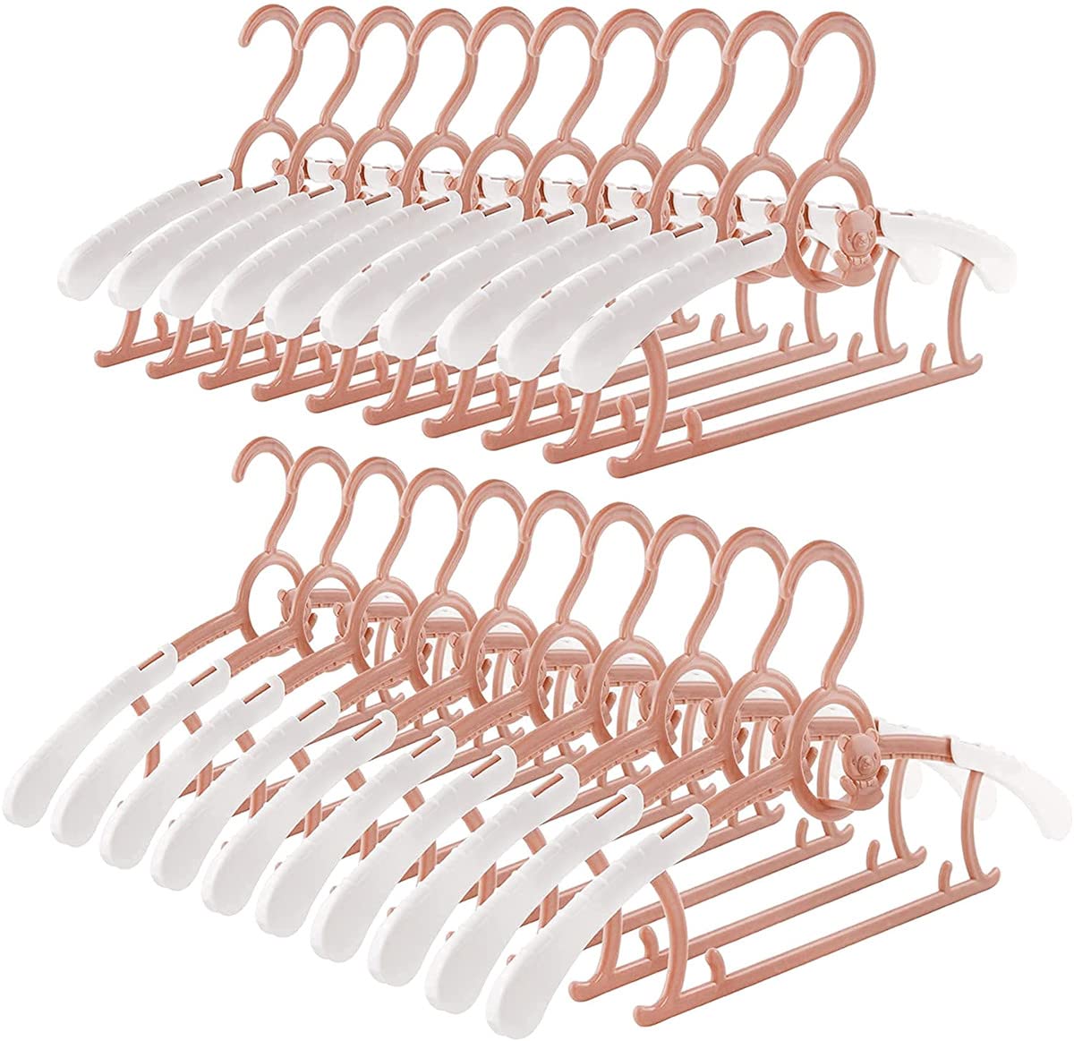 Spesh 20 Pcs Baby Clothes Hangers (28-36cm) Extendable Kids Nursery Coat Hangers Childrens Clothes-hangers for Babies,Toddlers and Teenagers(Pink)