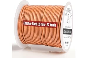 DECOBUY Leather Cord for Jewelry Making, Round Cording 1.5 mm Rope, 27 Yards Used for Crafts, Necklace String, Braiding - Distressed Saddle