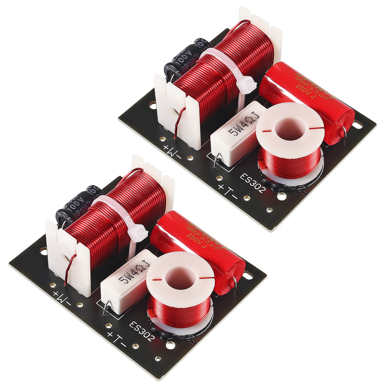 AEDIKO 2pcs 2 Way 400W Audio Speaker Frequency Divider Module 2 Way Treble/Bass 2 Unit Hi-Fi Audio Crossover Filter Frequency Distributor