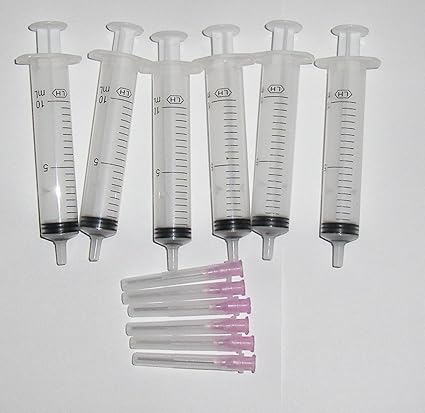 6 jeringuillas (10 ml) y 6 agujas para recarga de cartuchos de ...