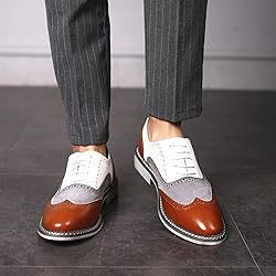 Men's Two Tone Patchwork Brogue Oxfords Shoes