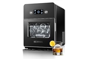 ICEVIVAL 2" Clear Sphere Ice Maker with Clearcore Technology, 4 Ice Balls in 38 Mins, 150 Daily Output, Countertop Ice Ball Maker with Automatic Water Supply & Self-Cleaning, Ideal for Whiskey & Bourbon