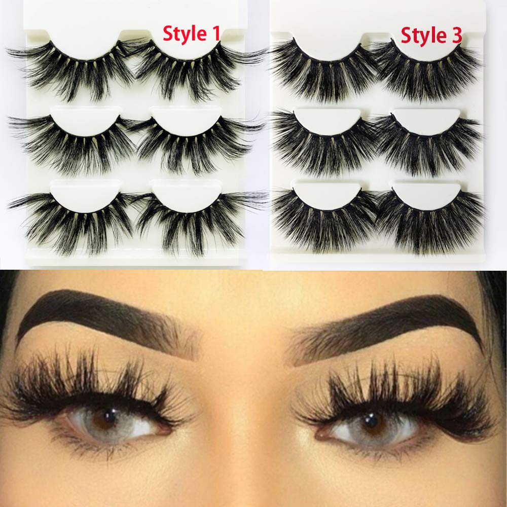 1 Pair 25mm Lashes 3D Mink Hair False Eyelashes Wispy Long