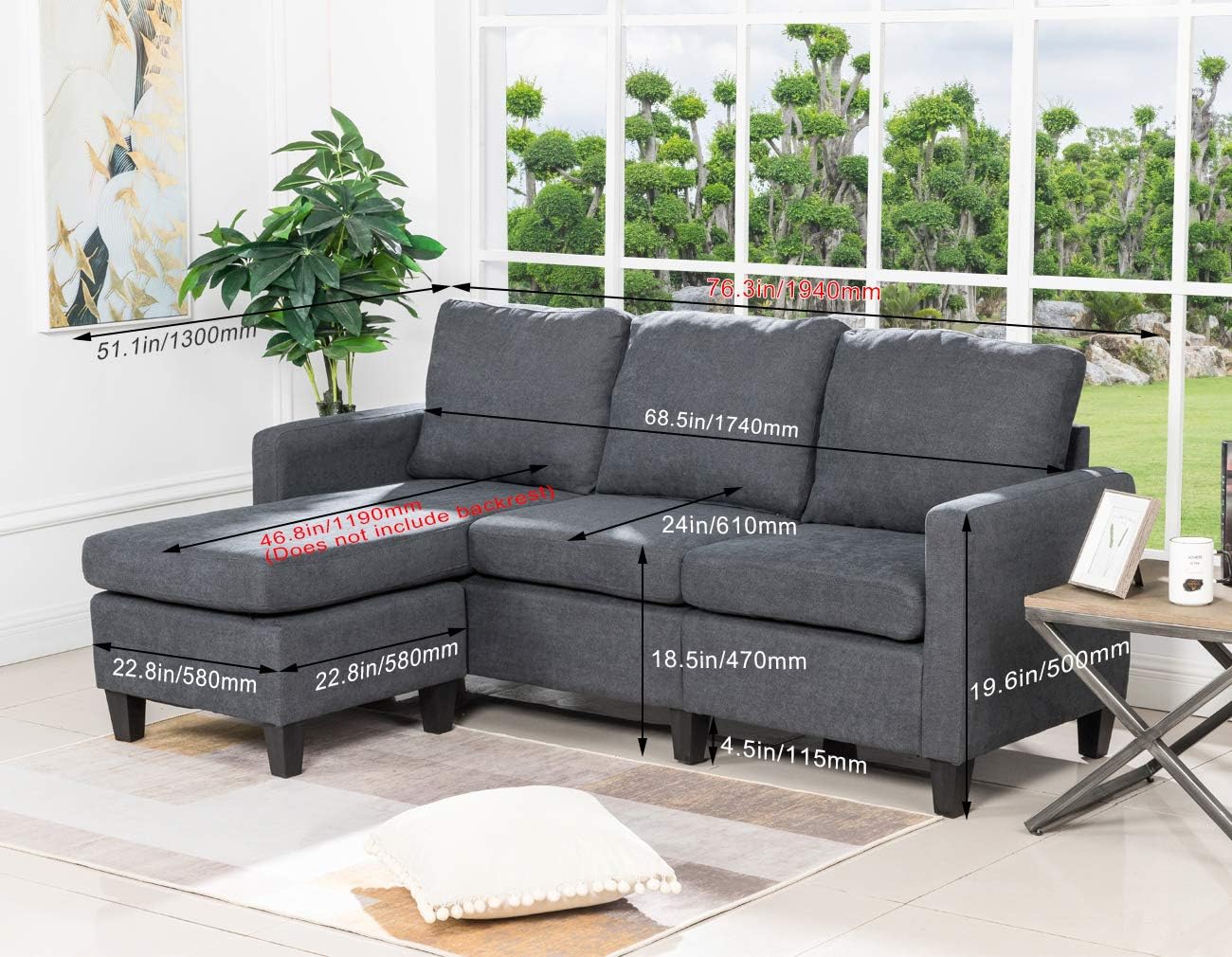 Sofa Sectional Sofa for Living Room Futon Sofa Modern Sofa Couches and Sofas Furniture Set Sofa Set Fabric Sofa Corner Sofa Upholstered Contemporary: Furniture & Decor