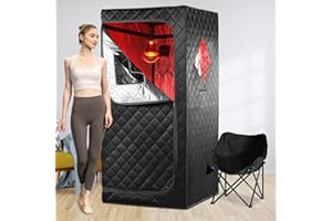 iDOTODO Portable Personal Far Infrared Sauna Box for Home with 660nm Red Light Threapy Bulbs, Remote Control, Heating Foot Pad, Upgraded Comfortable Chair