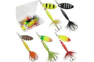 JSHANMEI Spinner Baits Bass Lures Rooster Feather Tail Trout Lures Hard Metal Inline Spinner Bait Fishing Lure for Bass Salmon Trout
