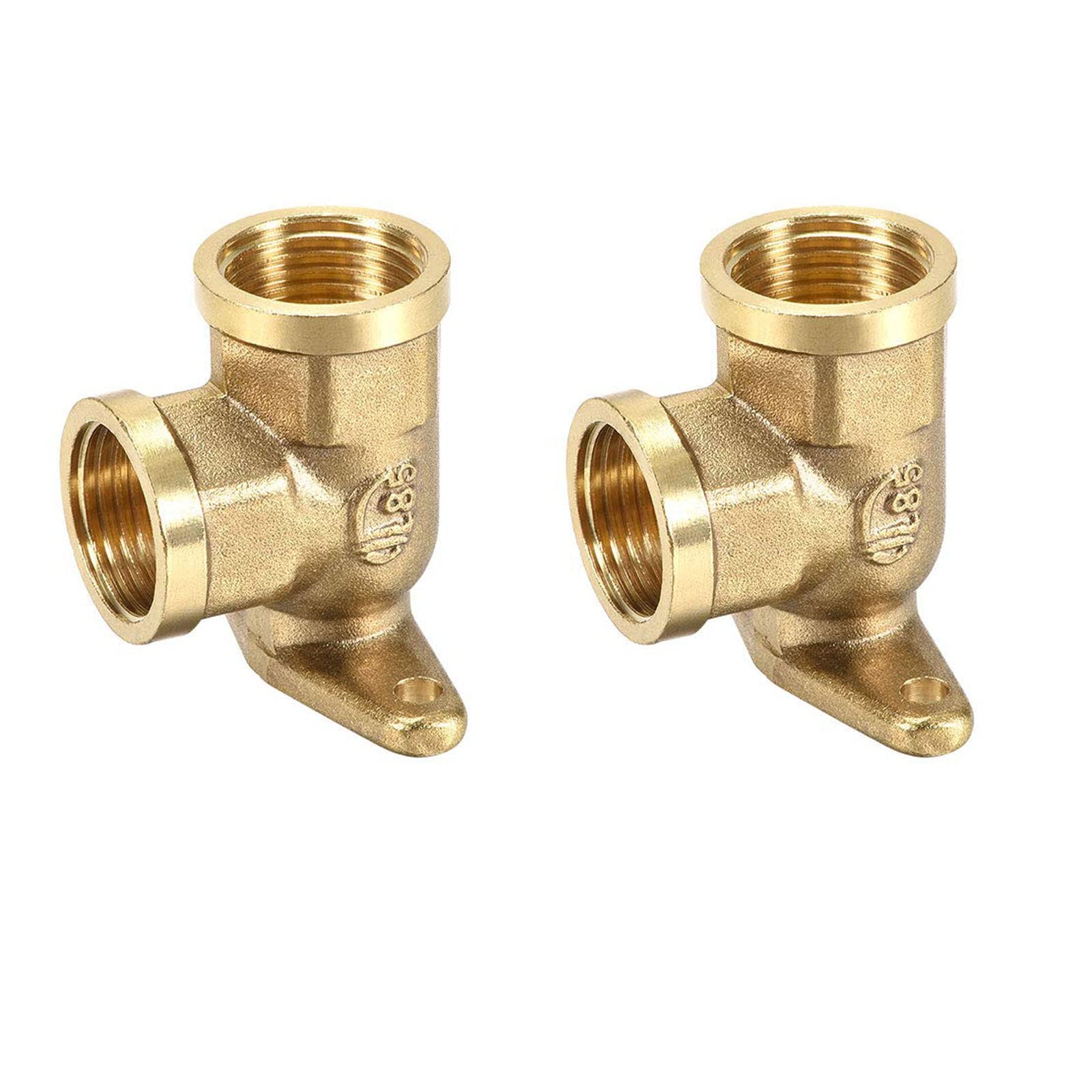 TA-VIGOR Brass Pipe Fitting 90 Degree Drop Ear Elbow G1/2 Female X G1/2 Female Crimp Fittings for Water Pipe System 2Pcs