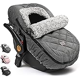 ACRABROS Car Seat Cover Baby: Winter Infant Carseat Canopy for Boy Girl Newborn, Zipper Peeping Window, Warm Cozy Cold Weather Waterproof Fitted, Heather Grey