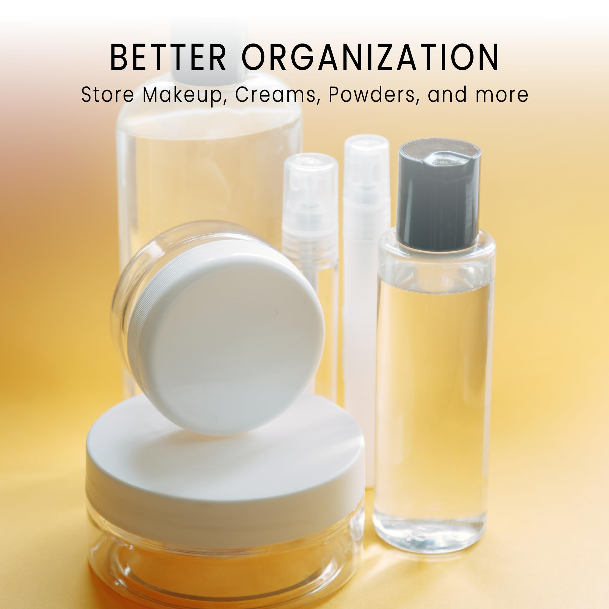 50 New Empty 5 Grams Acrylic Clear Round Jars - BPA Free Containers for Cosmetic, Lotion, Cream, Makeup, Bead, Eye shadow, Rhinestone, Samples, Pot, 5g/5ml (Clear Lid (50 Jars)