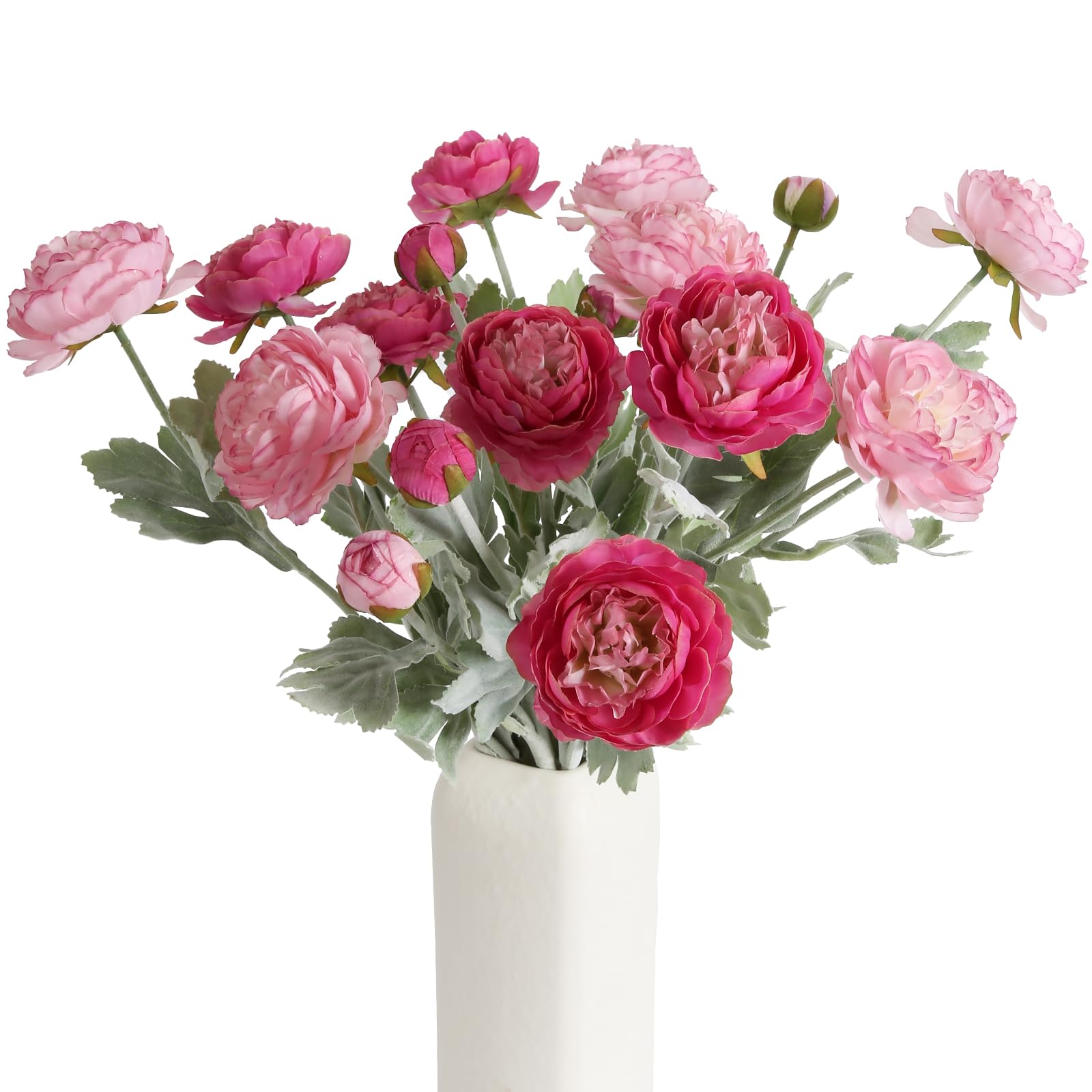 Photo 1 of IPOPU Fake Peonies Artificial Ranunculus Flowers 6pcs 18Heads Pink Flowers Combo Hot Pink Silk Flowers 20.47" Artificial Flowers Bulk for Faux Floral Arrangements Home Table Decor (Multi-Pink)
