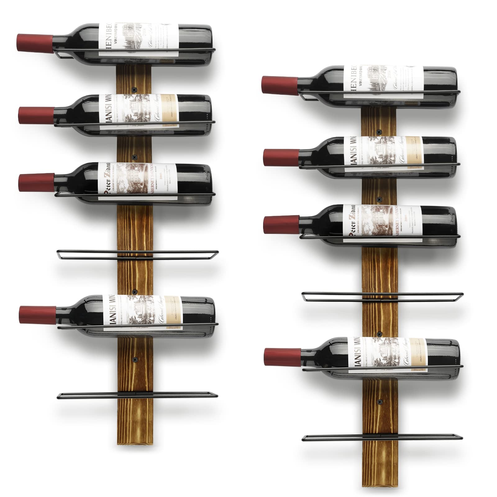 Feemiyo Wall-Mounted Wine Rack - Pine Wood Holder for 12 Bottles - Display for Kitchen, Dining Room, Bar