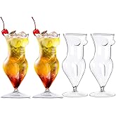 Teadokly 4 PCS White Wine Glasses,Glass Highball Glasses, Body Glasses Set of 4,Uniquely Shaped Cocktail Glasses Beer Cup for Parties, Homes, Bars, Clubs, Restaurants, Hotel Venue (2.55 * 6.29 inch)