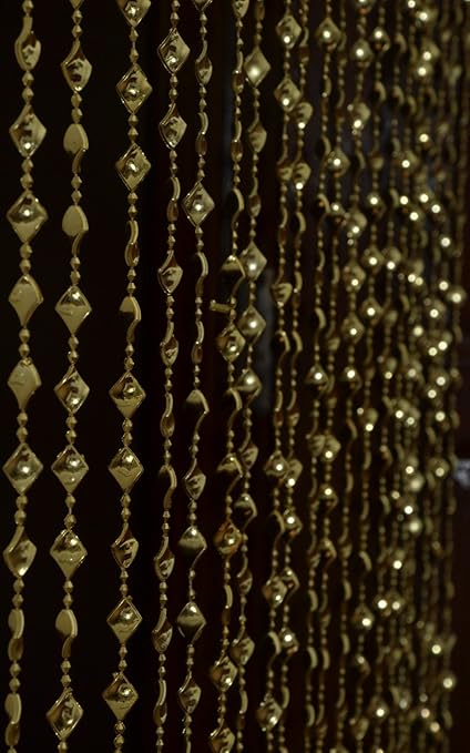 Pindia Fancy Kite Sparkling Plastic Strings Bead Hanging Curtain - 7ft, Golden