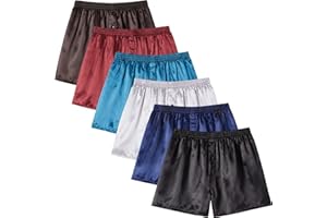 JupiterSecret Mens Satin Boxer Shorts Pack, Silk Feeling Sleep Shorts Underwear with Button Fly, Silky Pajama Bottoms for Men