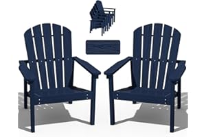 nevilywood Stackable Adirondack Chair Set of 2, HDPE Outdoor Patio Chair - Durable and Space Saving, Suitable for Porches, Lawns or Garden, Navy