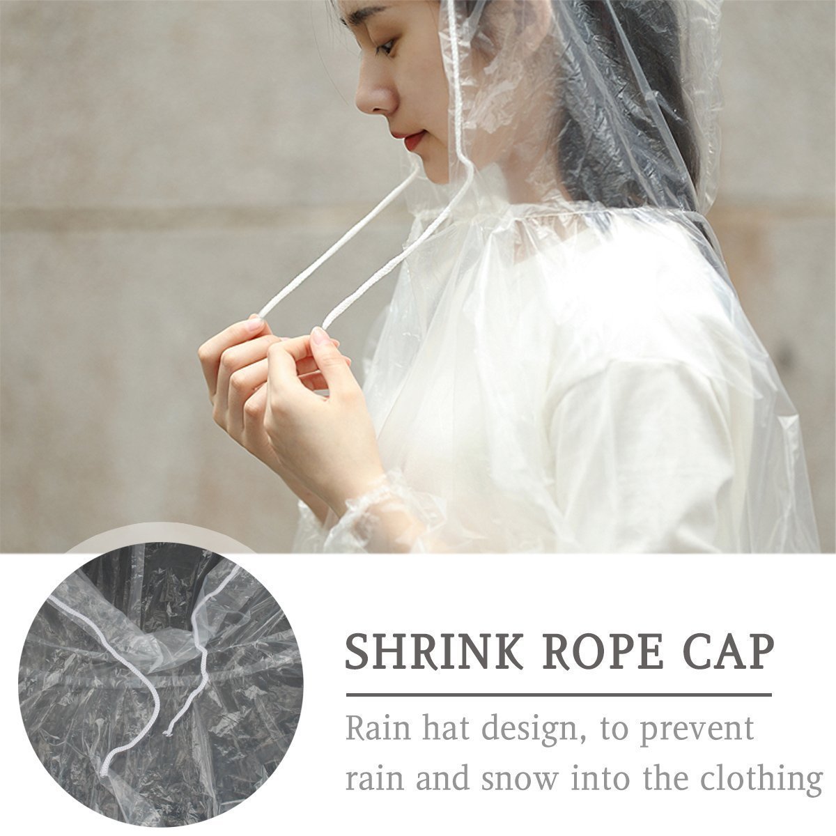 TopWill Disposable Rain Poncho, 3 Wire Thickness Emergency Waterproof Poncho Plastic Rain Poncho with Hood - Perfect for Outdoor Concert Theme Park Camping Hiking, etc