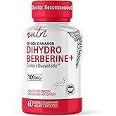 Nature's Fusions Dihydroberberine Supplement 100mg 60 Capsules - with Ceylon Cinnamon - 5X More Effective Than Regular Berberine HCL