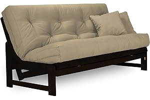 Nirvana Futons Arden Armless Dark Espresso (Near Black) Wood Futon Frame Only, Queen Size - Solid Hardwood Sofa Bed Frame Construction, Space Saving Design Ideal for Small Rooms and Dorms