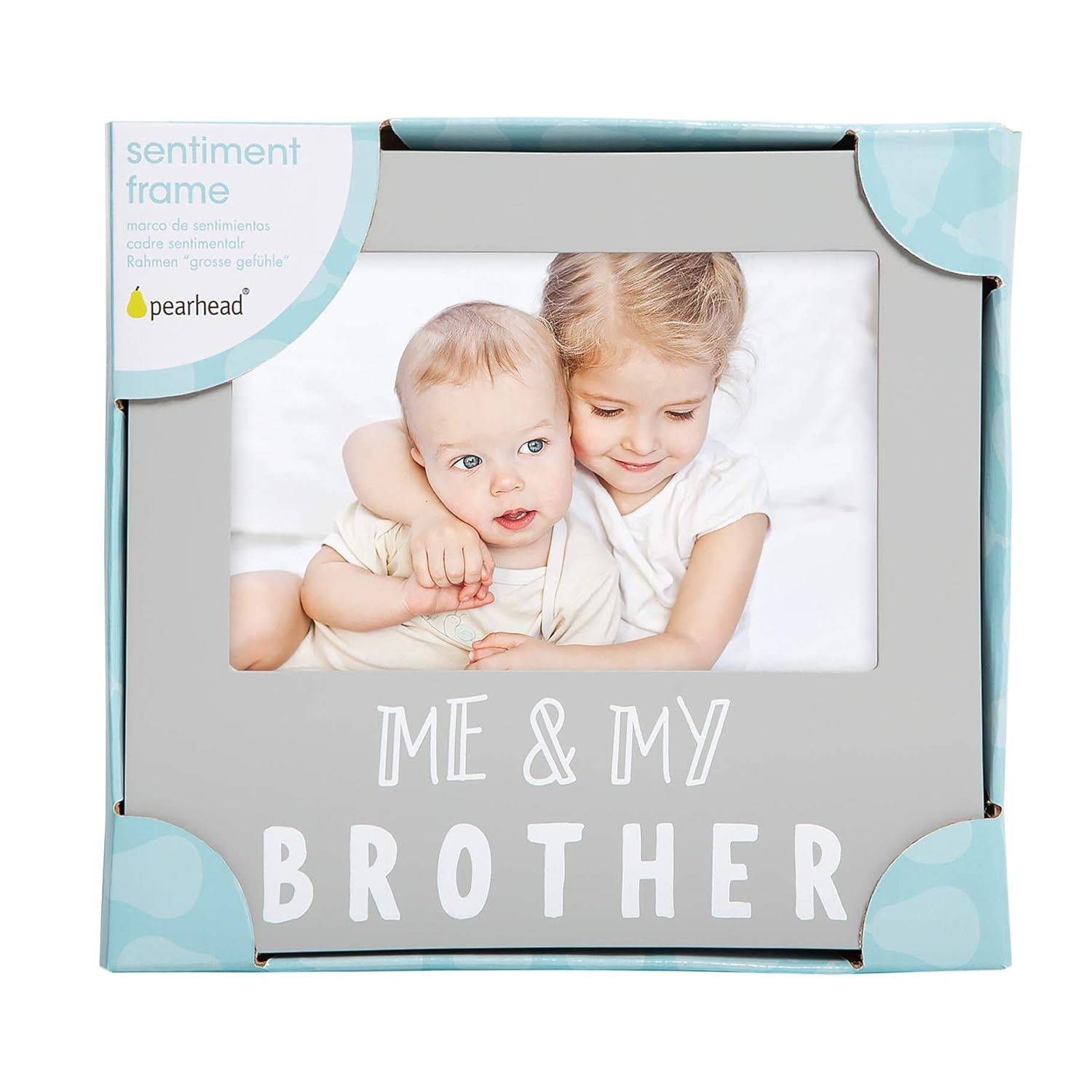 Pearhead Me and My Brother Sentiment Photo Frame, Big Sister or Brother Gift, Sibilng Pictures, Gray : Baby