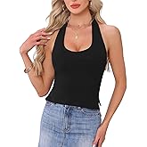 Allegra K Backless Halter Tops for Women 2025 Summer Casual Open Back Cute Sleeveless Tank Top