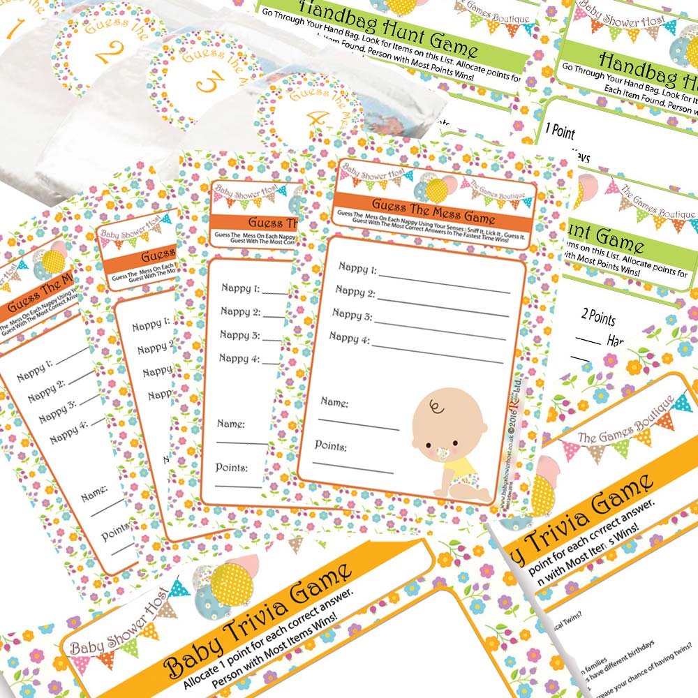 Rustic Robin Baby Shower Games Bundle for 16 Guests 3 activities for 8, 10, 12 16 People