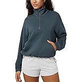ODODOS Women's Modal Soft Cinchable Sweatshirts Half Zipper Funnel Neck Oversize Pullover with Pockets